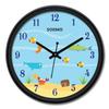 12-inch Plastic & Glass Wall Clock - Aqua Toon (Silent Movement), Black