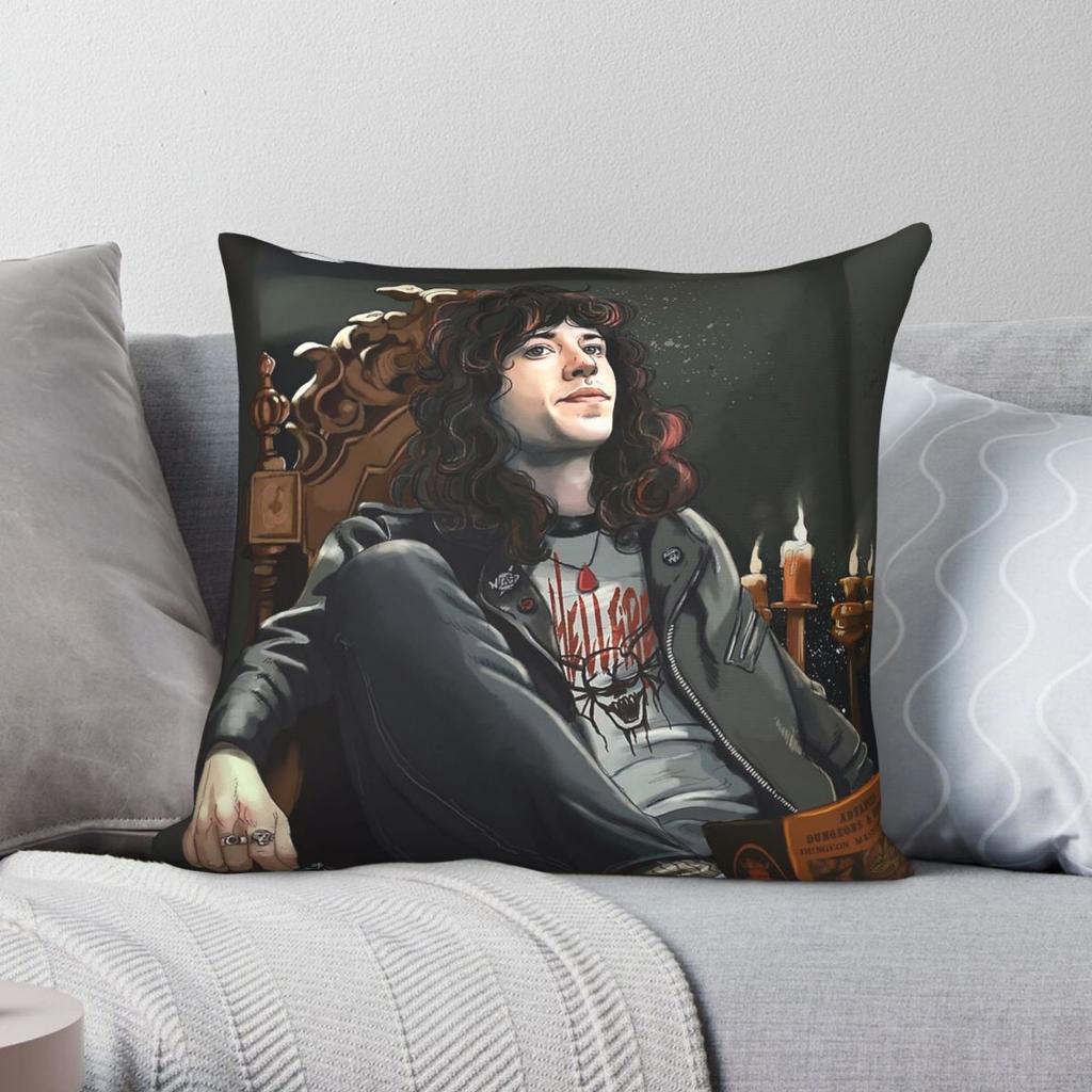 King Of Hellfire Eddie Munson Square Pillowcase Polyester Linen Velvet Creative Zip Decor Bed Cushion Cover