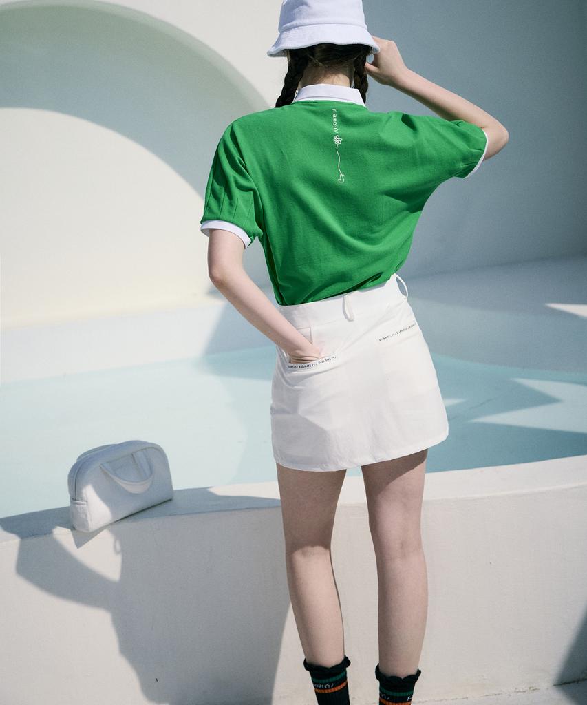 Candini White Basic Slit Mini Skirt