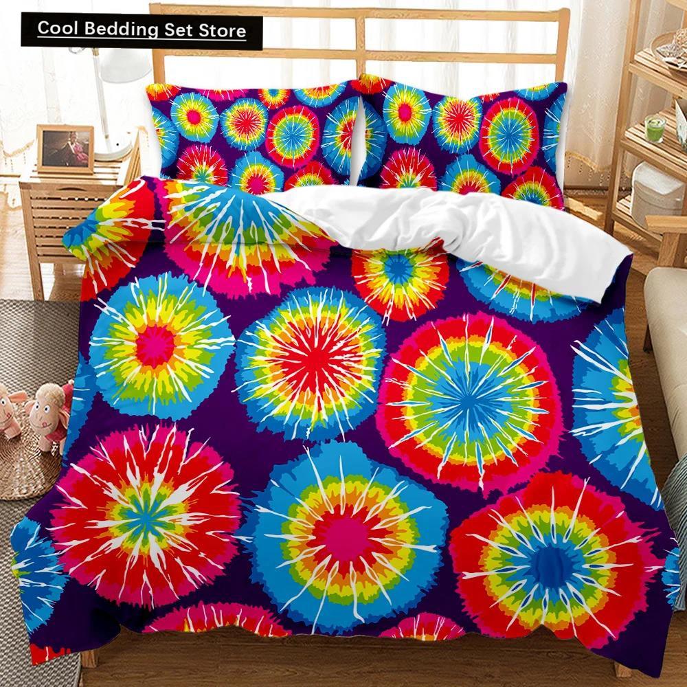 Boho Tie Dye Duvet Cover Set Hippie Bed Sets Blue Purple Colorful Twin Bedding Set Gypsy Queen King Size Polyester Qulit Cover