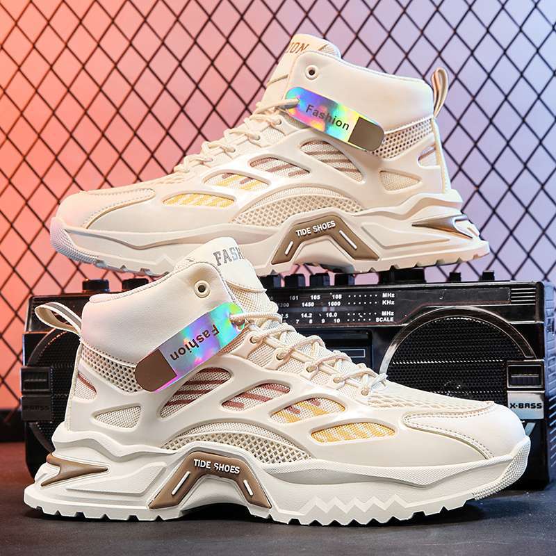 Herrenschuhe Sommer atmungsaktiv 2025 neu Jugend High-Top Sport Freizeit Laufen Mesh Deodorant höhenvergrößernd Papa-Schuhe