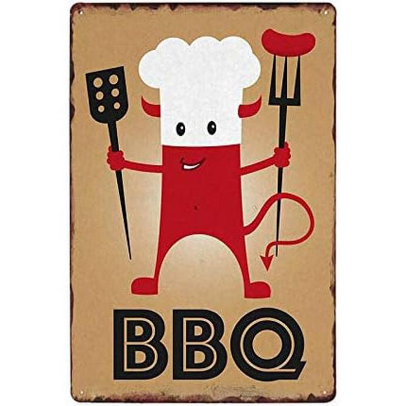 Metal Aluminum Signs BBQ Party Zone Wall Decoration Plaque Vintage Art Poster Iron Painting for Man Cave Home Cafe Garden Club