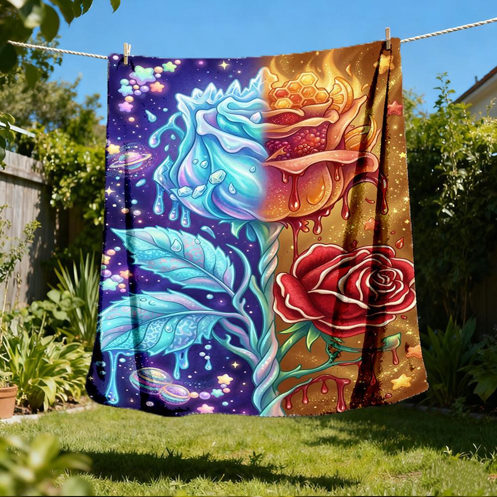 

1pc RosesOutdoor Blanket, Soft And Comfortable Blanket, Casual Warm Outdoor Blanket, Good Birthday Gift yy260328080 75x90cm