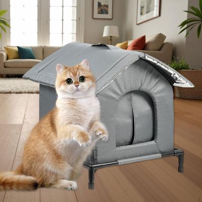 Cat Cave Bed Versatile Elevated Stand Weatherproof Pet Condo Kitten Shelter for Outdoor Backyards