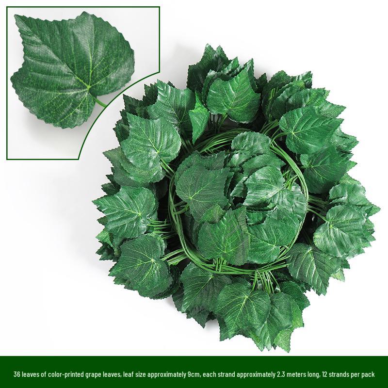 Green Leaf Rattan Grape Decorative Artificial Vine for Balcony & AC Pipe Cover