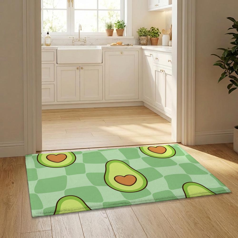 Avocado Muster Fußmatte Flanell Türvorleger Rutschfest Schlafzimmer Wohnzimmer Heimdekoration
