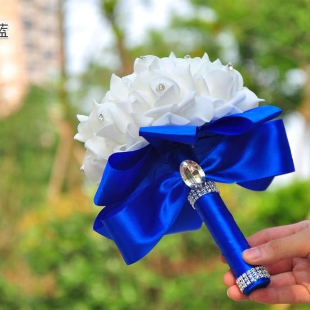 Romantic Rose Flower Bouquet Satin Artificial Rose Flower Bridal Wedding Bouquet  Bridal Wedding