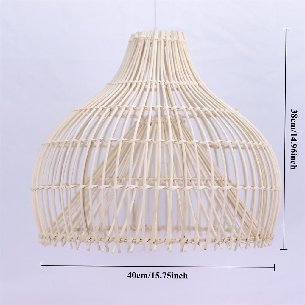 JOYINLED Modern Rattan Chandelier 40CM Hanging Lamp Wicker Pendant Light Hand-Woven Lamp Shade for Bedroom Kitchen Farmhouse