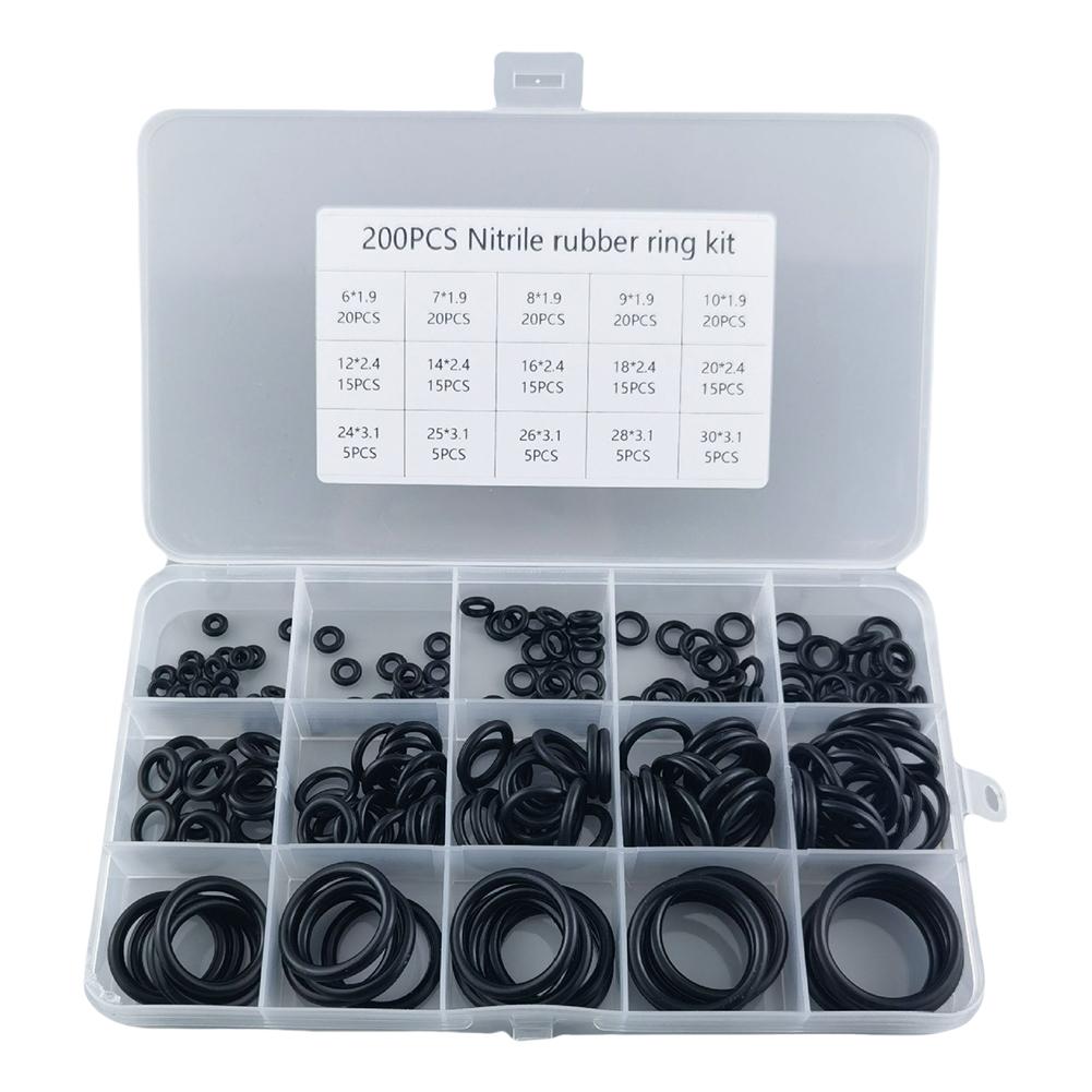 200Pcs Seal Nitrile Rubber Bands Boxed High Pressure O-Rings Repair Kit Sealing Elastic Band O Rubber Rings Set