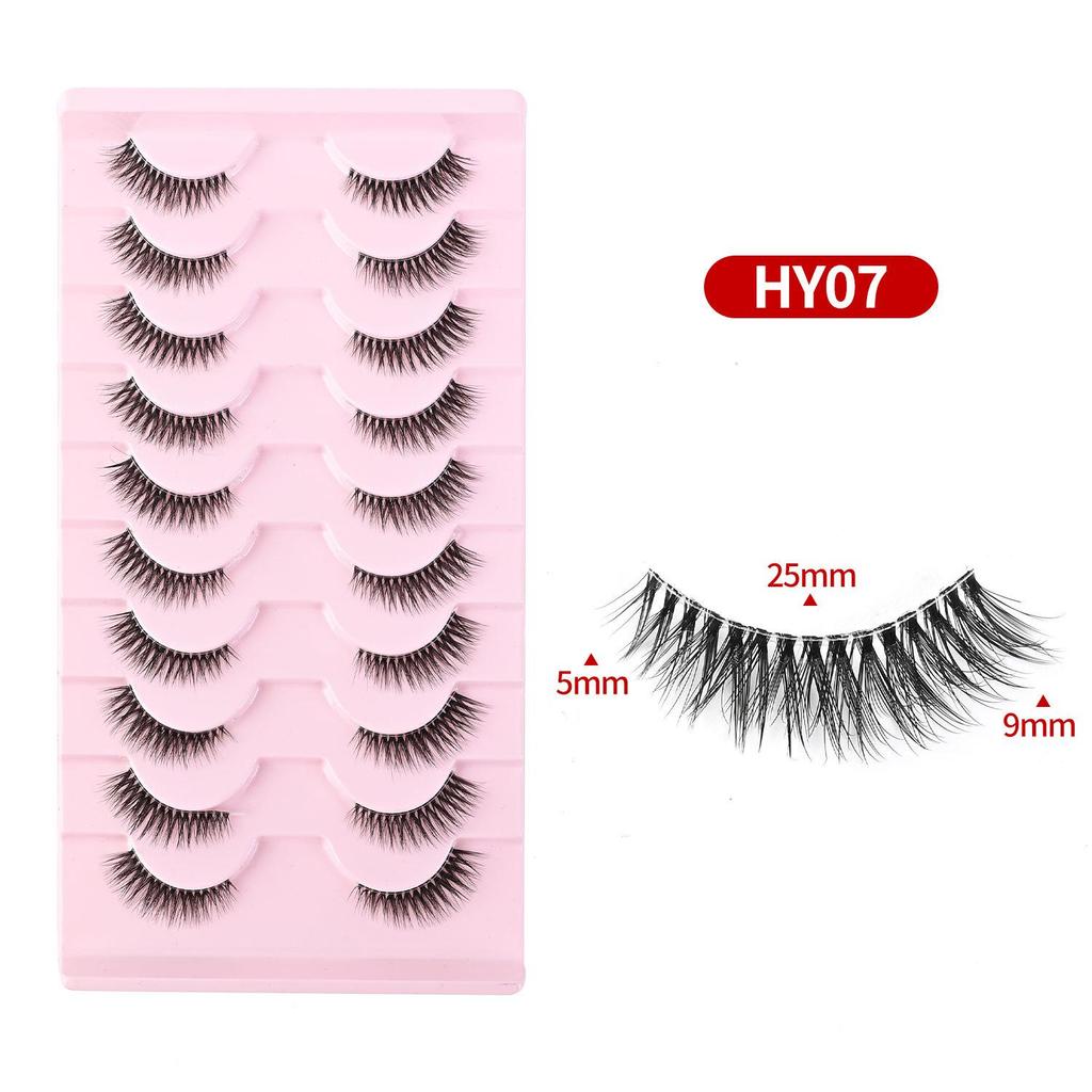Cross-Border Cat-Eye Clear Band False Eyelashes - Natural, Dense, Half-Length with Extended Eye Tail