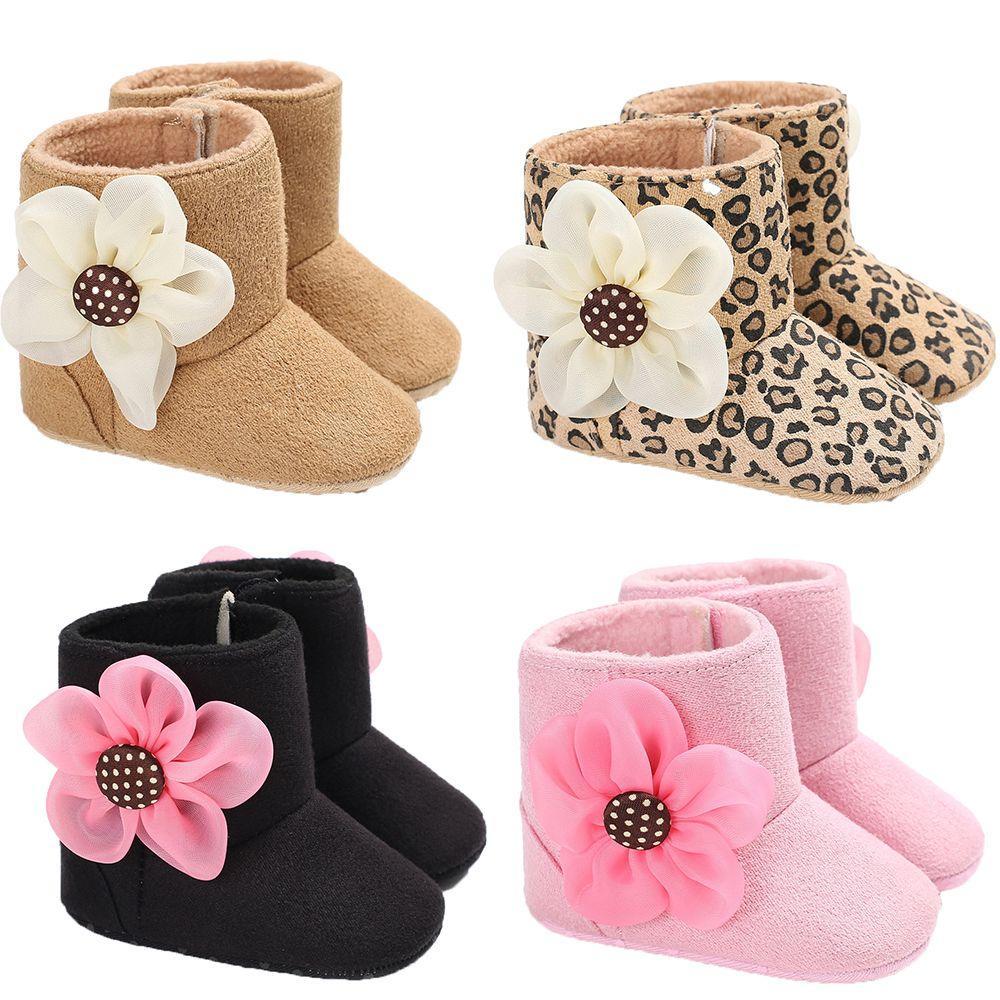

Winter Warm Prewalker Winter Boots Fuzzy Baby Flower Shoes Soft Soled