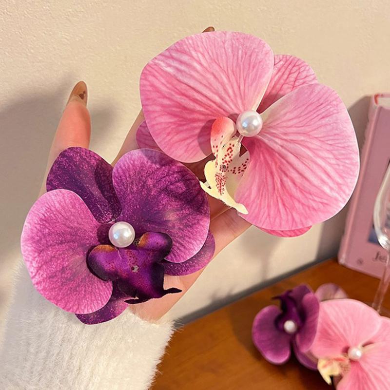 Fashion Elegant Orchid Duckbill Clip Seaside Vacation Bangs Clip Vintage Rustic Hair Accessories