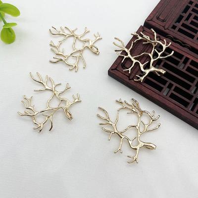 1Pc Cabochon Cameo Necklace Pendants Hairpin Accessories Tree Branch Copper Plating Gold Diy Branch Pendant Material
