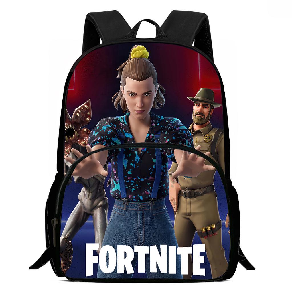 15-Inch Fortnite Cartoon Backpack with Front Pocket, Ergonomic Spine Protection Design & Padded Back Panel for Kids