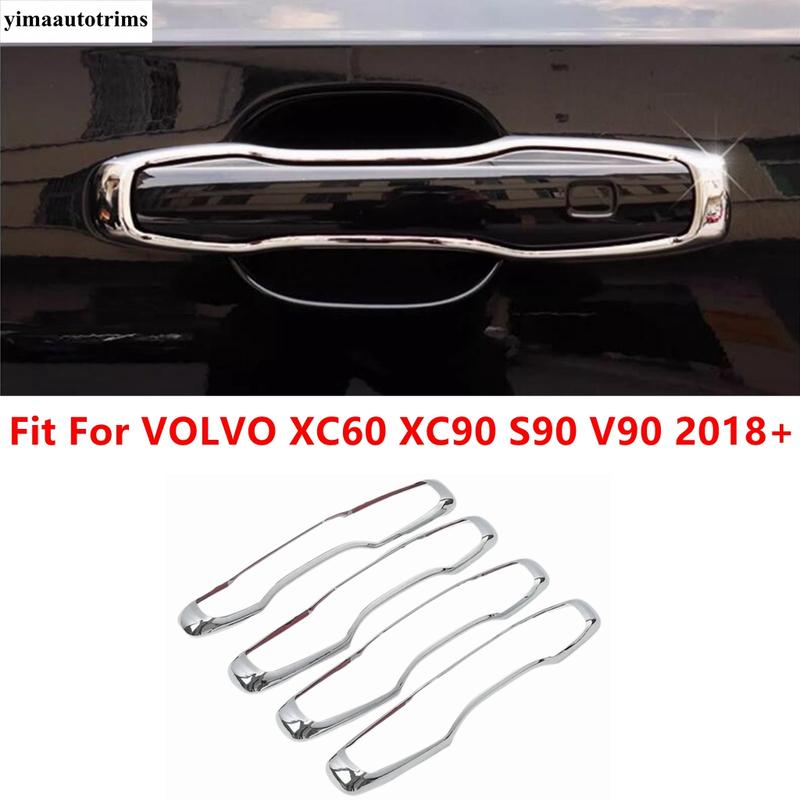 Car Door Handle Frame Decoration Protection Cover Trim ABS Chrome Exterior Accessories For VOLVO XC60 XC90 S90 V90 2018 - 2024