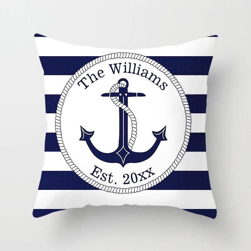 Compass Anchor Pillowcase Blue Home Decor Mediterranean Cushion Cover Car Sofa Office Decor Accessories Pillowcase