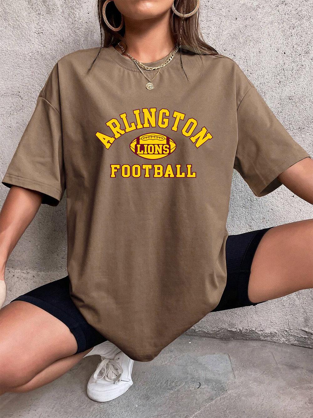 Arlington Lions Football Print TShirts Womens Summer Cotton Tops Loose ONeck Soft Comfortable Short Sleeve Tees Casual Clothes S