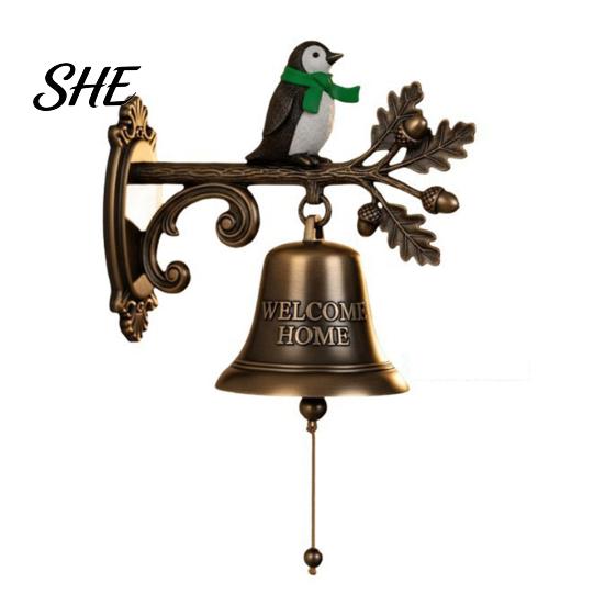 Holiday Theme Home Decor Vintage Christmas Doorbell, Welcome Wall Hanging, Deer/Snowman/Santa Claus/Penguin/Witch Decor, Wrought Iron Decorative Metal