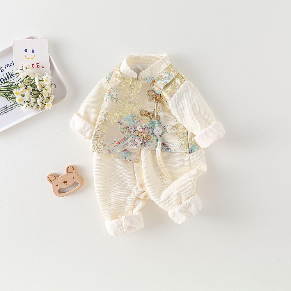 Autumn Long Sleeve Baby Hanfu Romper - Chinese Style Tang Suit for Newborns