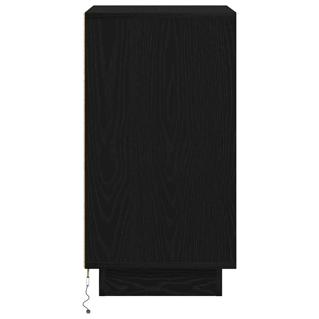 Nightstand with LED Lights Black 38x34x65 cm