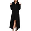 Women's Fashionable Solid Color Long Sleeved Hooded Long A-line Skirt Loose And Versatile Sweatshirt Jacket