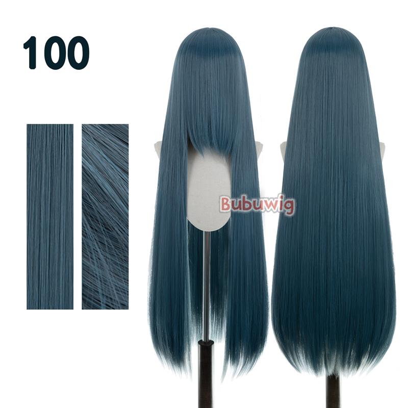 Bubuwig Synthetic Hair 100cm Long Straight Pure Color Cosplay Wigs Over 100 Colors Black White Red Blue Brown Wig Heat Resistant