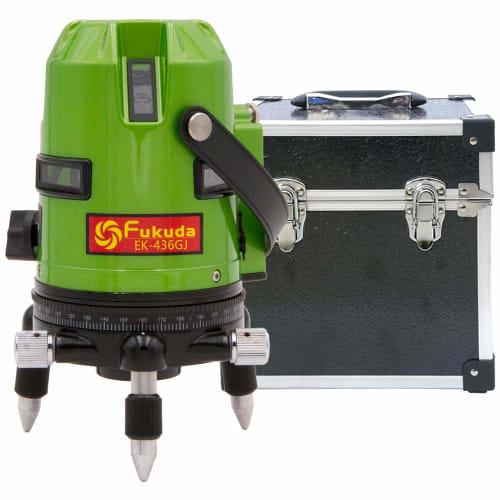 FUKUDA | Fukuda Full-Line Green Laser Level EK-436GJ, 2 Lithium Batteries, 7 Lines, 7 Dots, 4 Vertical, 4 Horizontal, Full Circumference, Laser Level