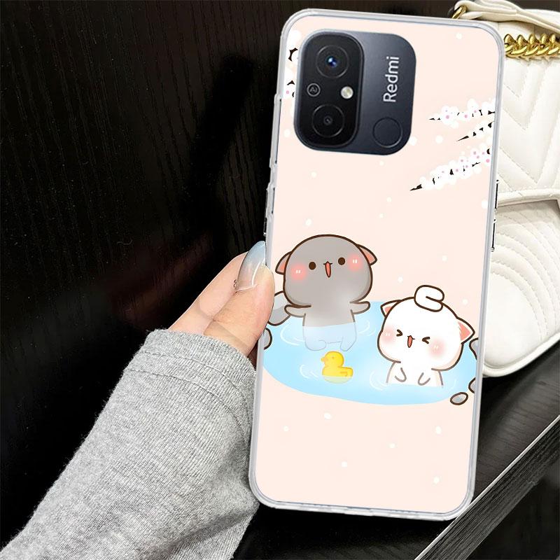 Cute Peach Goma Cat Case for Xiaomi Redmi 14C 13C 13 12C 12 10C 10 10A Phone Cover 9C 9 9A 9T 8 8A 7 7A 6 6A K70 K40 K20 Pro