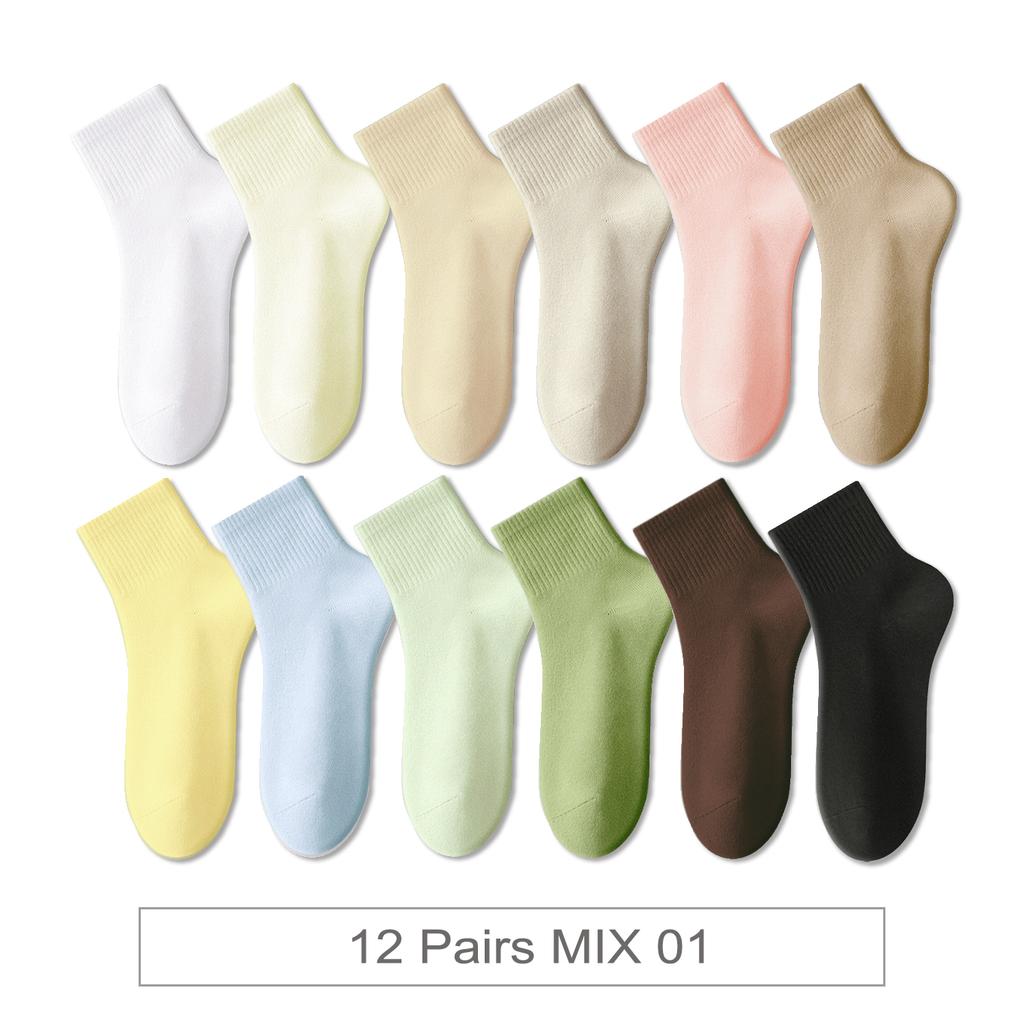 12 Paar Neue Damen Baumwollsocken Herren Socken Kurz Knöchel Bunt Herbst Frühling Weich Atmungsaktiv Bunte Mädchensocke