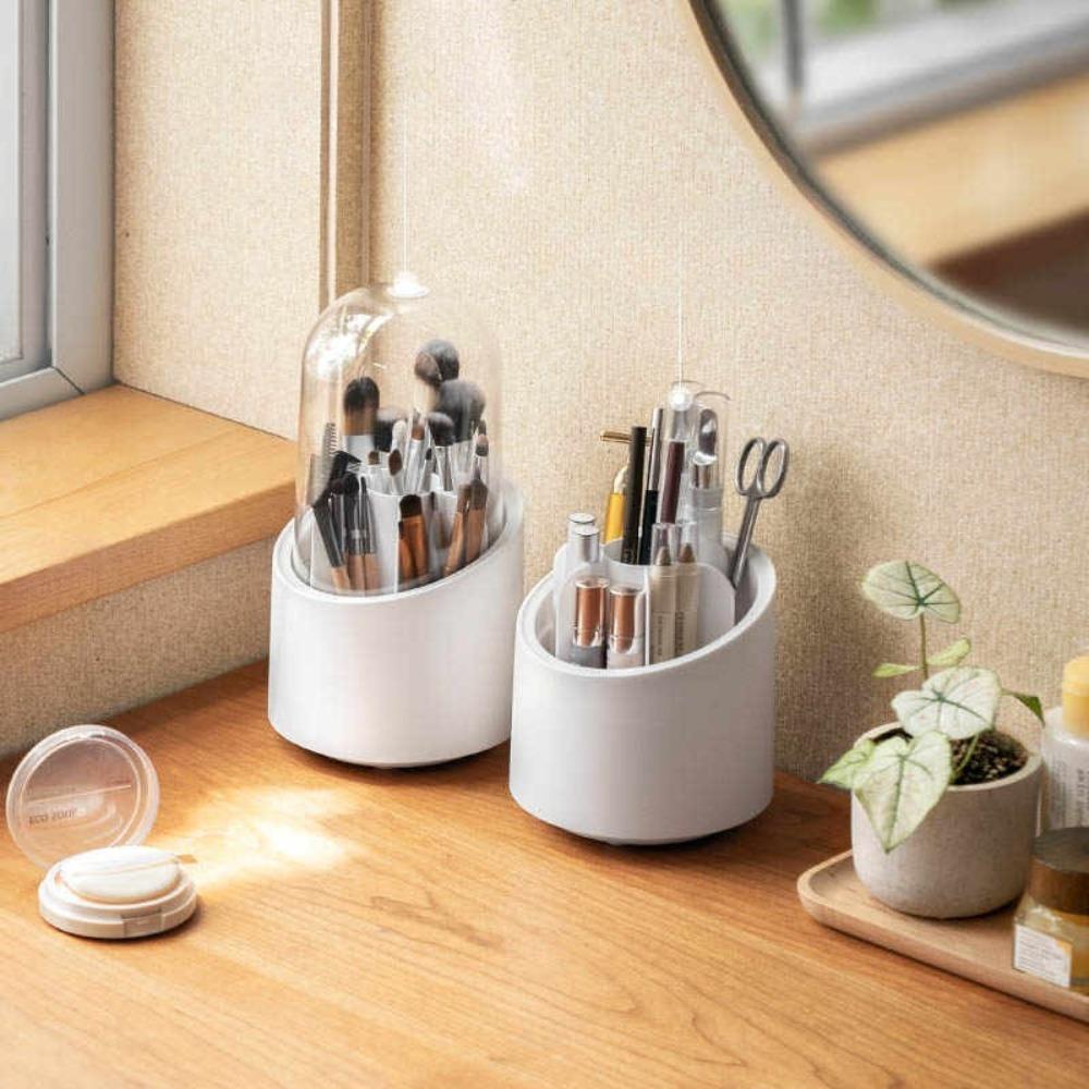 Rotating Makeup Brush Storage Box Portable Multifunction Dust Proof Desktop Organizer Lipstick Shadow Cosmetic Holder