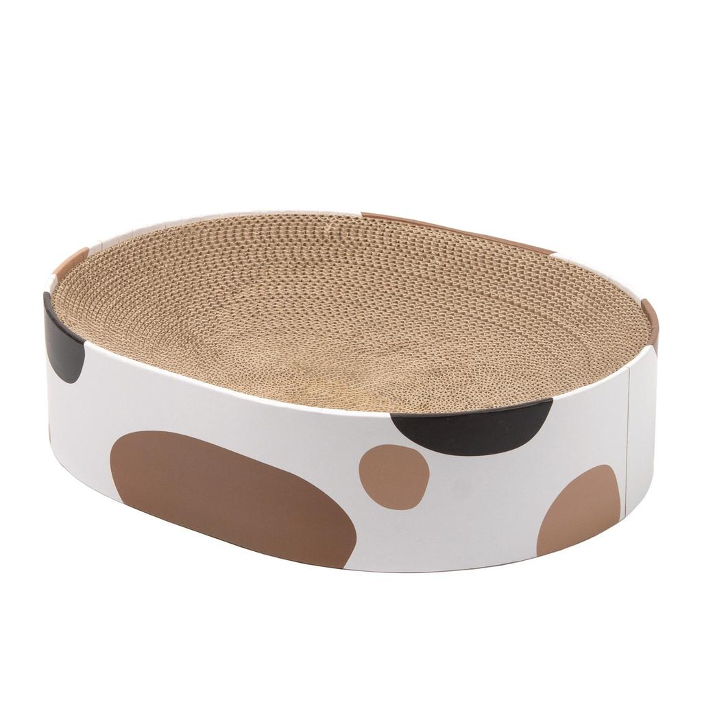 Scratcher Cardboard Bed Couch For Indoor Cats Oval Shape, Cat Scratching Pad Recycle Corrugate Scratcher Long Lasting Furniture
