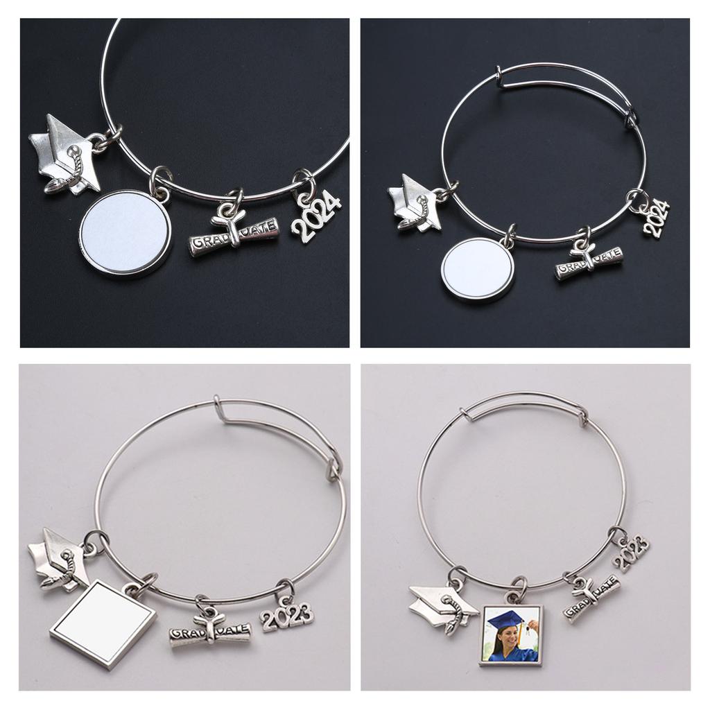 Sublimation Blank Photo Bracelet Heat Transfer Bezels Bangle Fashion 2023 Graduation Bracelet DIY Personalized Jewelry