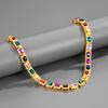 European & American Zirconia Colored Cuban Link Chain Necklace - Men's Trendy Hip Hop Jewelry
