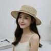 Breathable Mesh Straw Boater Hat Lightweight Flat Top Beach Hat  Elegant Minimalists