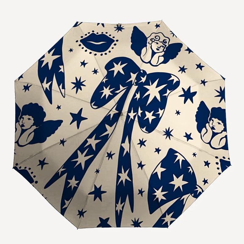 

1pc Angel Stars Automatic Open/Close Umbrella, Portable Folding Umbrella, Compact Travel Umbrella for070