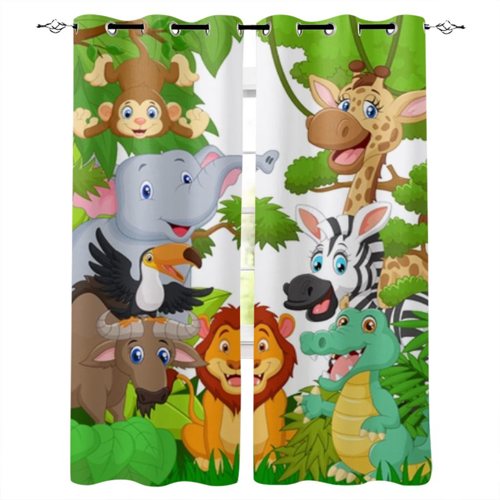 Tropischer Dschungel Tier Cartoon Giraffe Fenster Vorhänge Wohnkultur Wohnzimmer Vorhänge Schlafzimmer Vorhänge Küche Tür Vorhänge