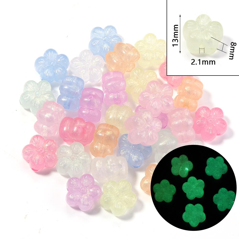 

20-100pcs/lot Acrylic Loose Beads Luminous Beads Heart Star Shell Butterfly Pumpkin Beads For Jewelry Making DIY Accessories