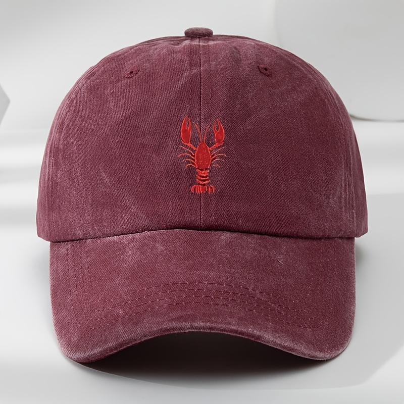 1pc Unisex Leisure Fun Lobster Embroidered Baseball Caps,Outdoor Windproof Sunshade Casual Adjustable Duckbill Caps for Holiday