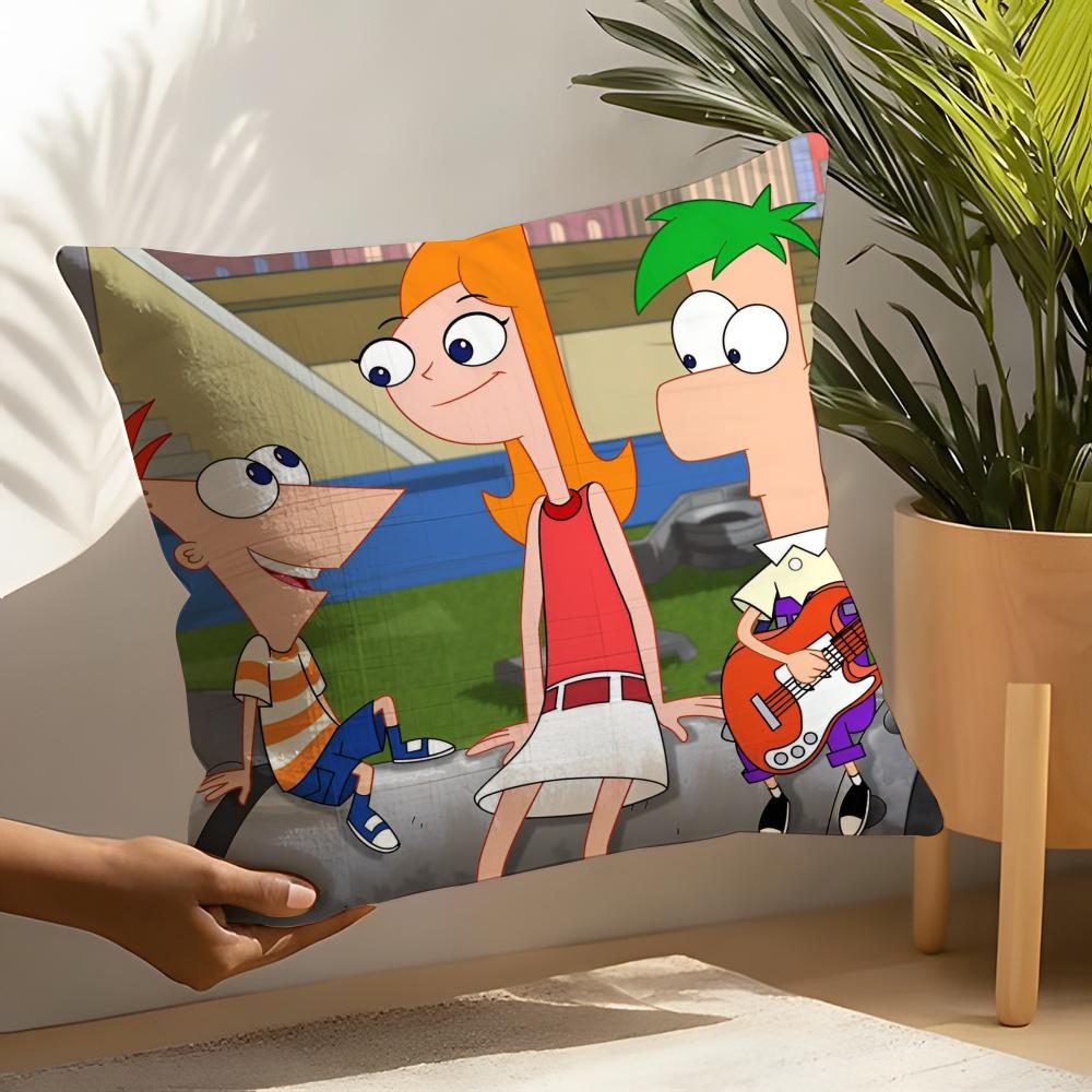 Phineas And Ferb Pillow Case Linen Cushion Covers For Decorative Sofa Home Pillows Case Car Chair Pillows Cases