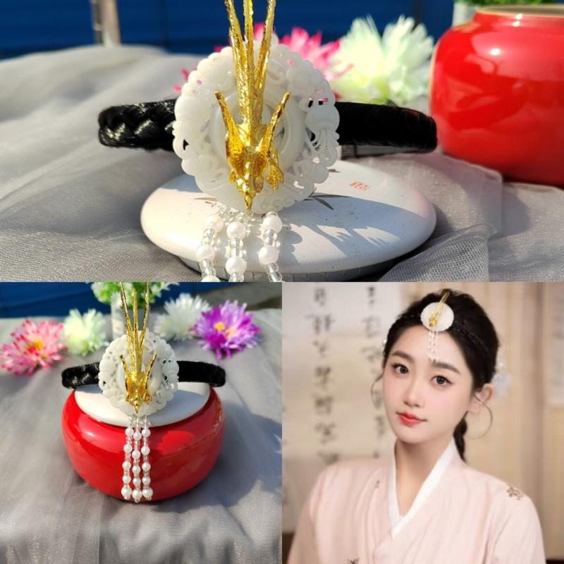 Elegant Korean Style Hairband Accessory Featuring Traditional Phoenixes Designs for Weddings and Festive Occasions