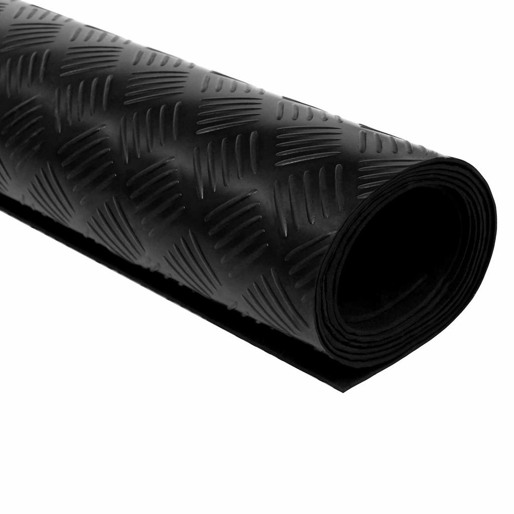 Floor Mat with Diamond Plate Pattern Black 1 x 2 m Rubber
