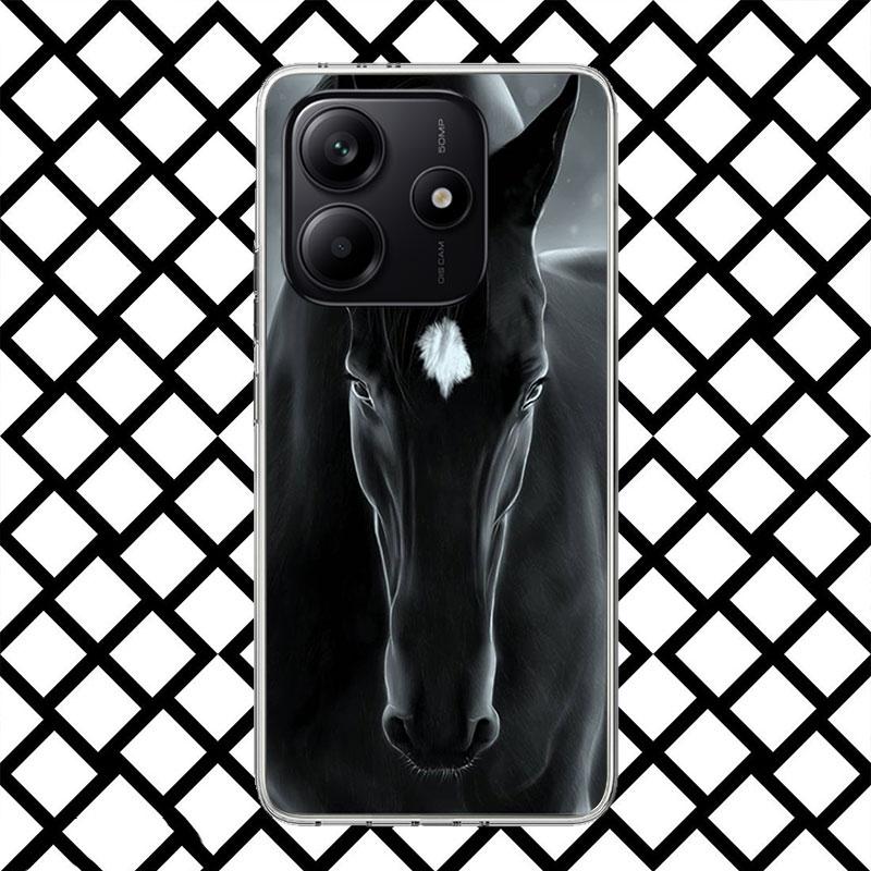 Coque de téléphone Animal Cheval Noir pour Xiaomi Redmi Note 15 14 14S 13 12 12S 11 Pro Plus 11E 11T 11S 10S 5G Coque Souple Fundas Redmi N