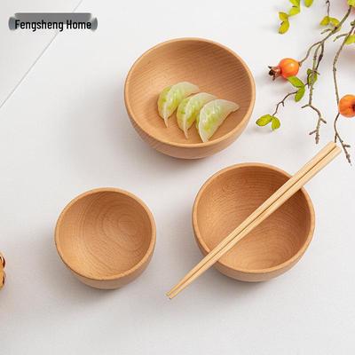 Japanese Beech Wood Bowl for Rice, Salad, and Noodles - Children's Tableware
