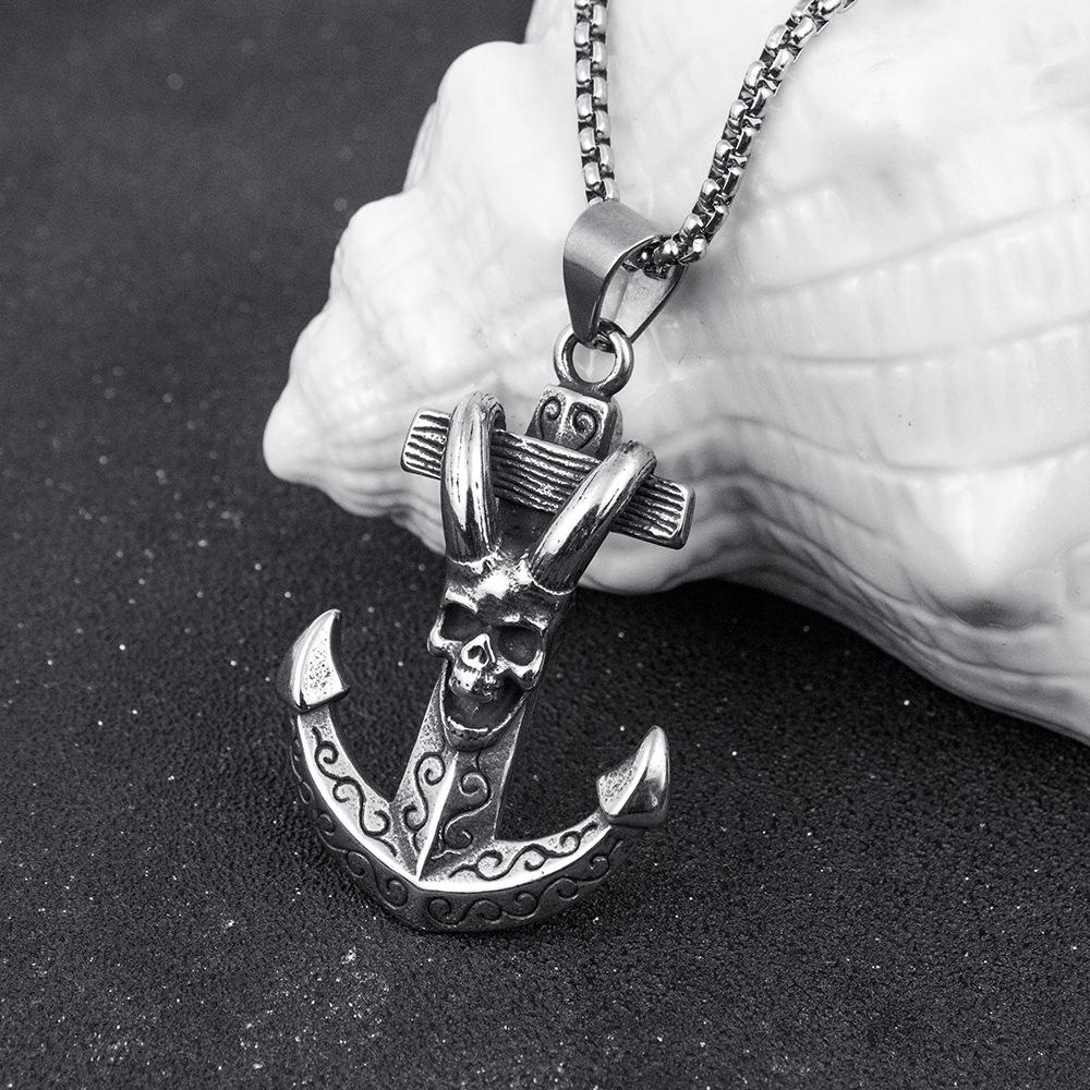 Silver Sailor Pirate Anchor Necklace 378