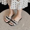 Designer Women Flat Slippers Crystal Butterfly Knot Comfortable Flats Woman Summer Shoes Luxury Casual Large-sized Sandals