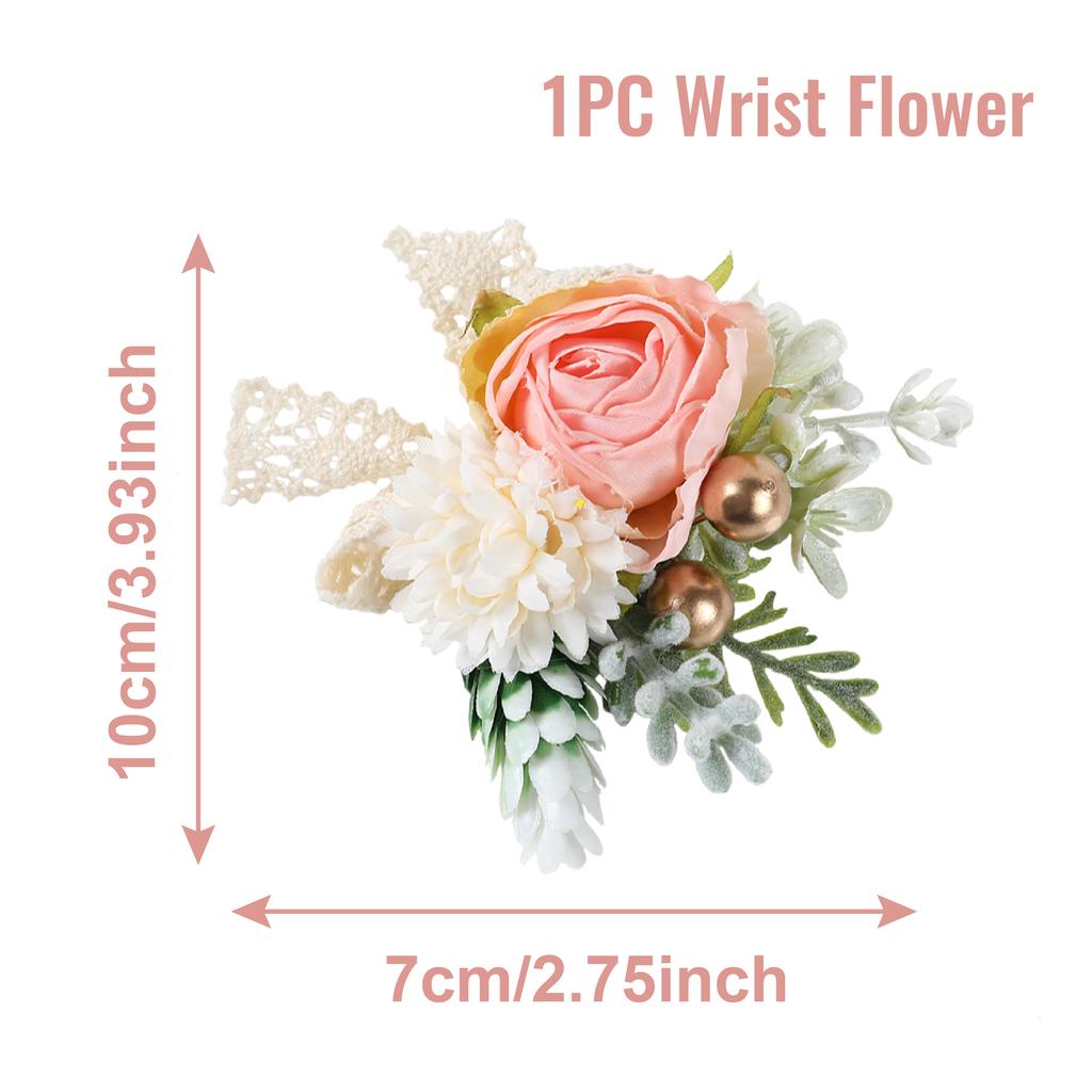 Wrist Corsage Bridesmaid Sisters Wedding Party Handmade Flower Artificial Silk Rose Bracelet Flowers Wedding Dancing Party Decor