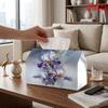 1pc Purple Iris Flower Tissue Box with Dispenser Lid Suitable for Napkins & Tissues, Compact Reusable Holder for Kitchen, Bathroom, Bedside Table - De