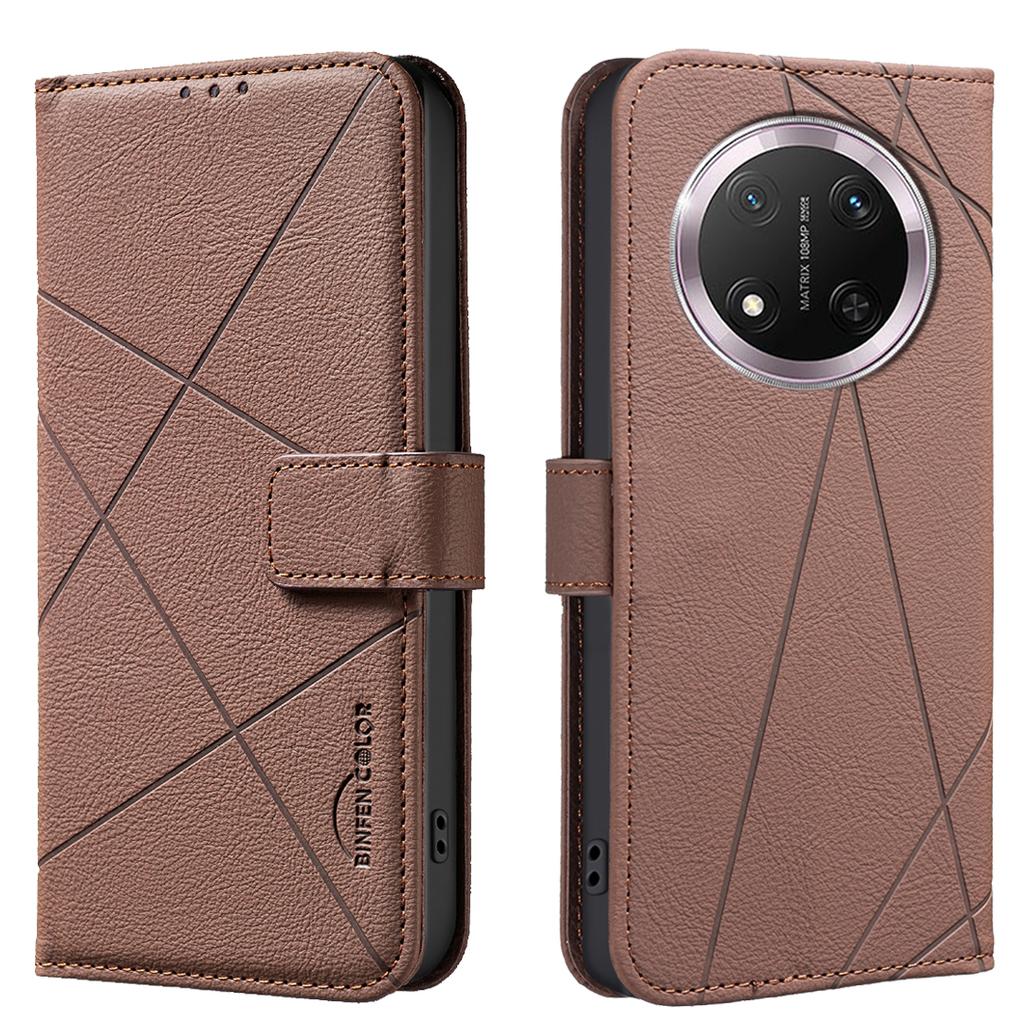 For Honor Magic7 Lite 5G/Honor X9c 5G Case BINFEN COLOR BF35 Geometry Imprinted Leather Phone Cover RFID Blocking Wallet Stand