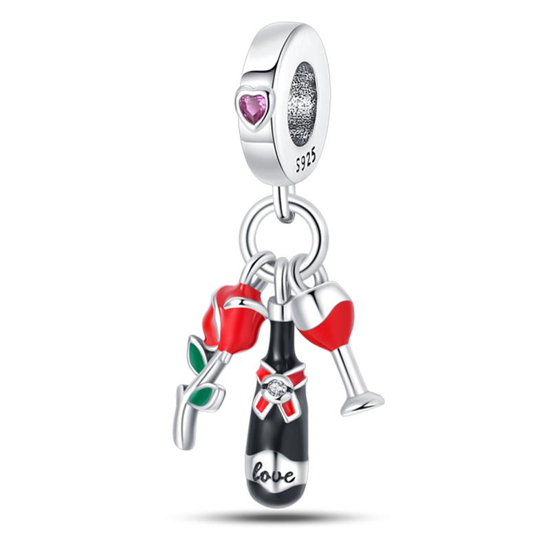 925 Silver Color Fashion High Heels Lipstick Camera Charms Bead Fit 3mm 925 Bracelets DIY Mother's Day Jewelry Gift