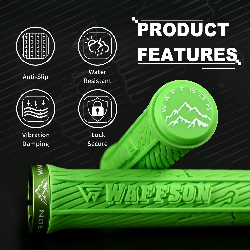 WFS World Map MTB Grips Single Clamp Ergonomic Mountain Bike Handlebar Grips Comfortable Vibration Damping for and Downhill Green Lock-On – Anti-Slip